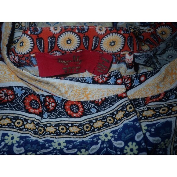 Tigerlily Multicolor Boho Open-Back Long-Sleeve Blouse Size 6 Mini Dress Retro‎ - Picture 6 of 6